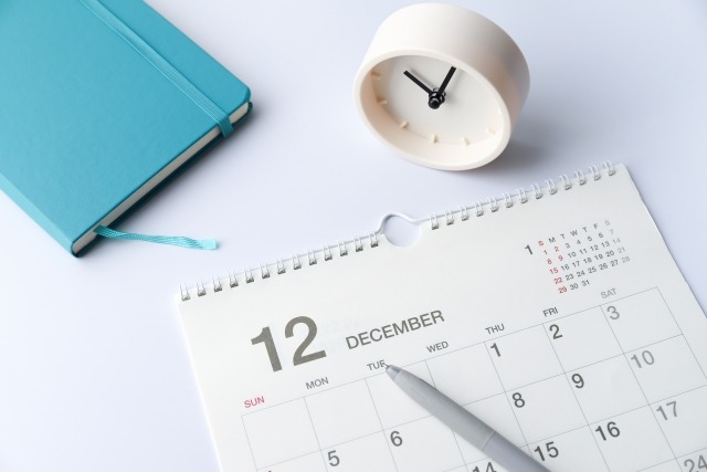 手帳と12月のカレンダー