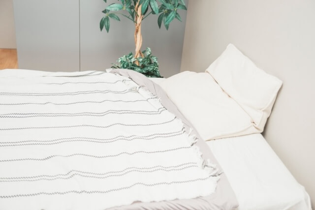 ベッドに置かれた白い布団